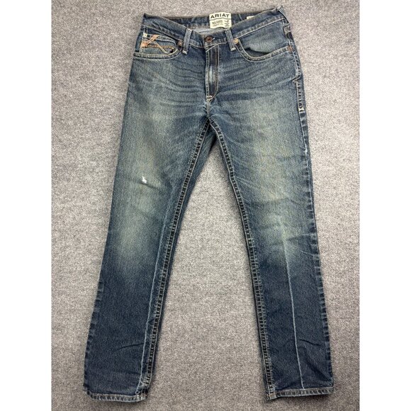 Ariat M4 Jeans Men's W34 x L36 Dark Blue Relaxed Straight Fit Western Workwear